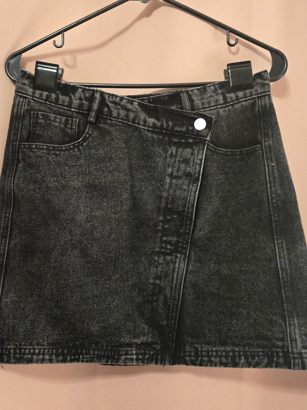 Gilli Washed Black Asymmetrical Denim Mini Skirt S